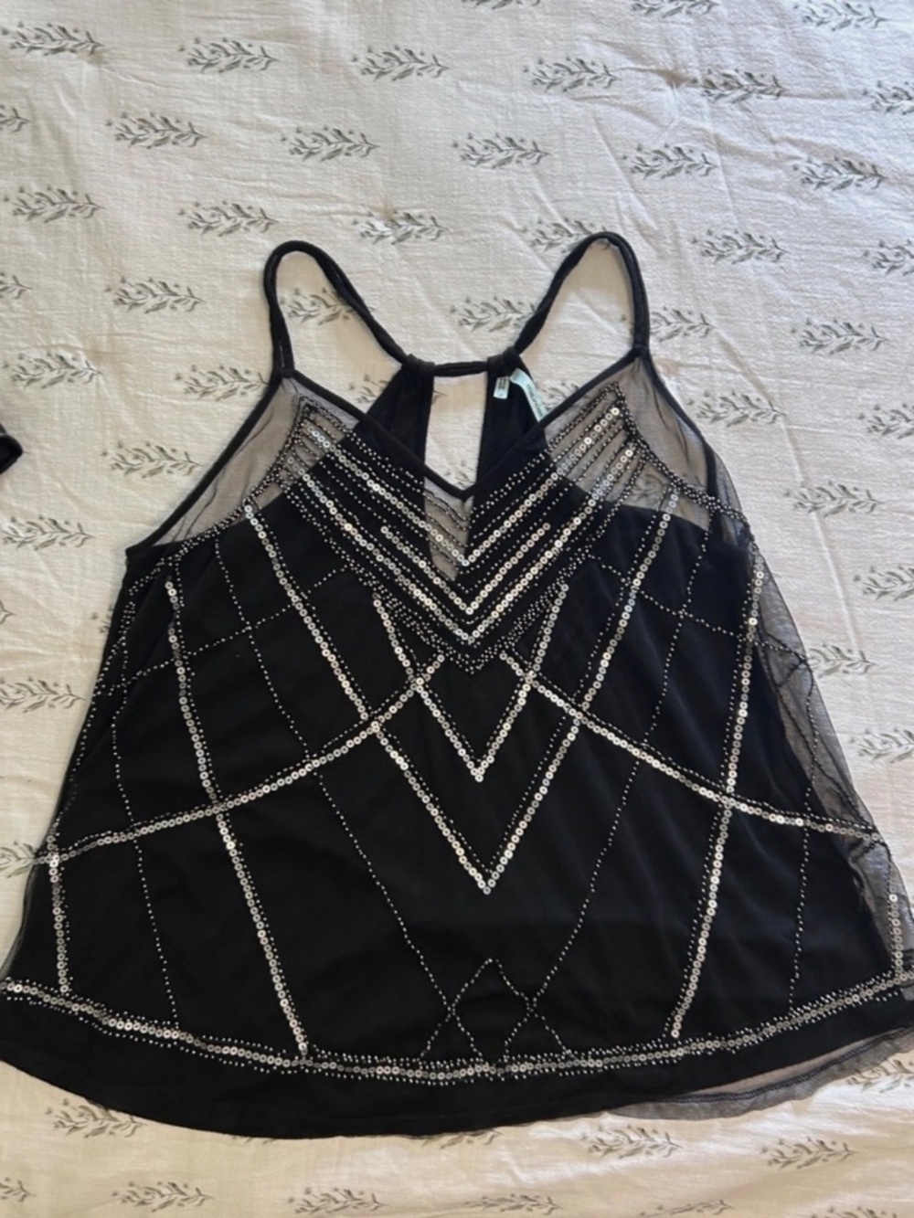 Womens Maurices Black & Silver Sequin Tank Top Size L NWOT